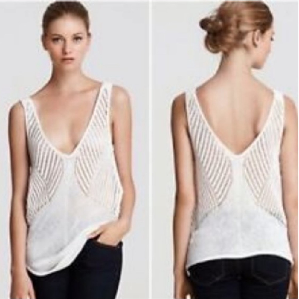 Helmut Lang Tank Top Off White Knit Crochet Sz Med